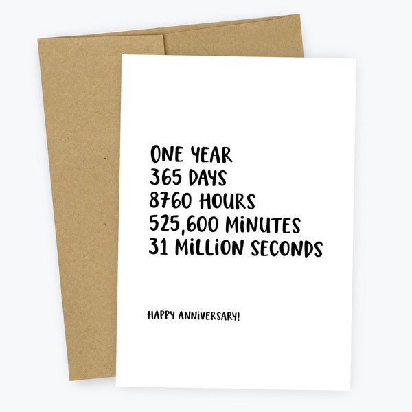 One Year Anniversary Card, First Anniversary Card, 1 Year, Boyfriend, Girlfriend, Husband, Wife, Fiance, Valentines Day, Love Card