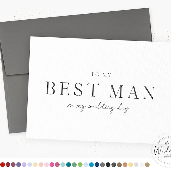 To My Best Man On My Wedding Day | Wedding Party Cards | Card for Best Man | Masculine Wedding Cards | Wedding Party Thank You Cards