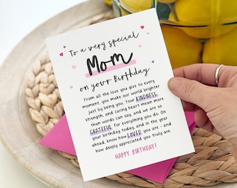Birthday Card to Mom, Heartfelt Card, To a Special Mom on your birthday, Thank You, Birthday Card from Kids, Card to Mom from Daughter, Son