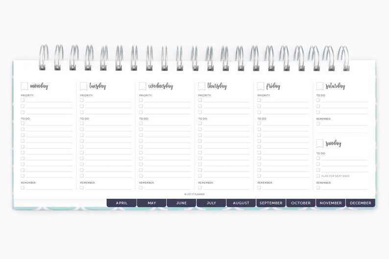List It Planner Weekly to Do List, Weekly Planner, Daily Planner, 12