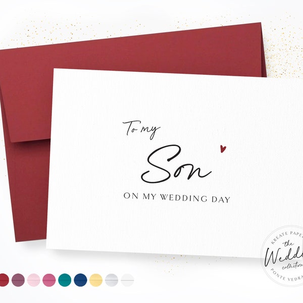 To My Son On My Wedding Day | Wedding Party Card | Son Wedding Day Card | Cute Son Wedding Card | Calligraphy Card Son