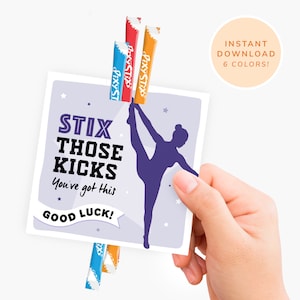 Dance Team Good Luck Gift, Candy Favor Tags, Dancers, Competition Gifts, Team Gifts, Pixie Stick, Stix those Kicks, Instant Download