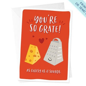 So Grate Card | Cheesy Card | Birthday Card | Thank You Card | Funny Birthday Card | Punny Card | Father&#39;s Day Card | Grateful | Cheese Card