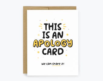 Funny Apology Card, Shareable Sorry Card for Couples, Friends, or Roommates, Sarcasm, Humorous Relationship Card, Sarcastic, Gift