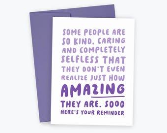 Thank You For Being Amazing card - Thank You Card, Birthday Card, Anniversary Card, Appreciation Card, Teacher Thank You, Friendship, Words