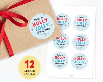 Personalized Christmas Labels, Family Gift Labels, Gift Tag Stickers, Christmas Gift Stickers, Personalized, Christmas Sticker, Set of 12
