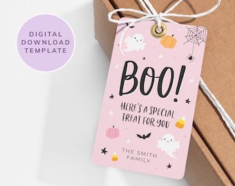 Halloween Boo Tags, Editable Halloween Favor Gift Bag Tags, Trick or Treat Tags, Birthday Party, Booed Labels, Printable Template, Templett
