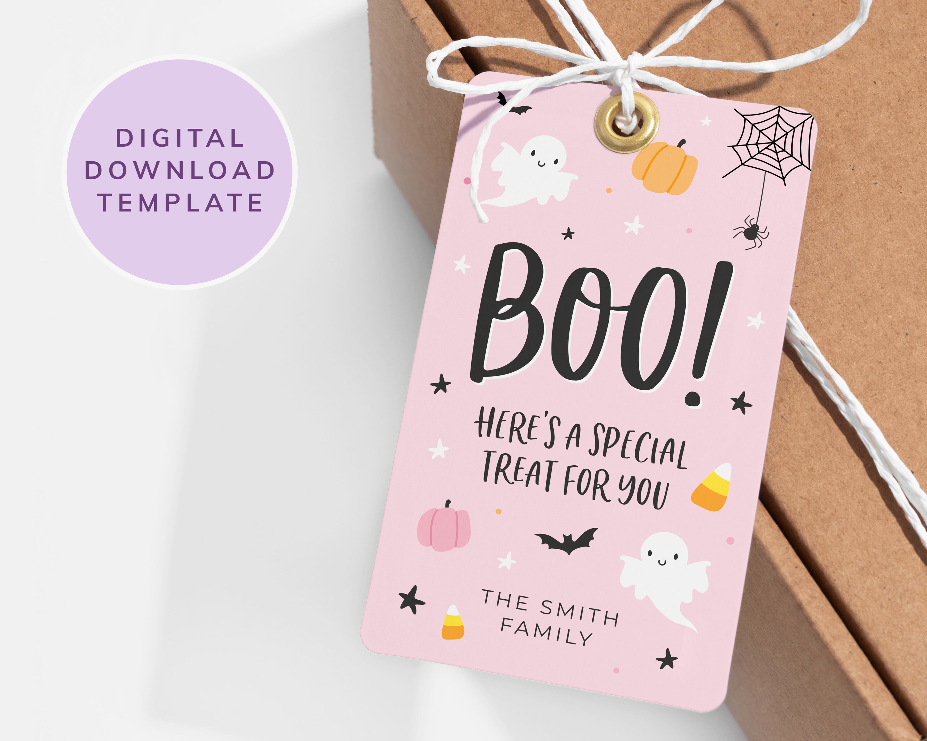 Rustic Boo Tags Printable Halloween Boo Tags, Editable Halloween Favor Gift Bag Tags, Trick or ...