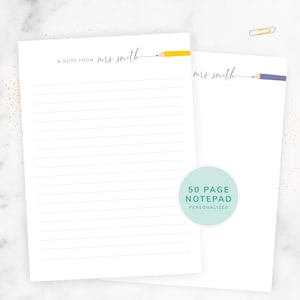 Personalized Teacher Notepad, A Note From, Teacher Notepads, Teacher Stationery, Teacher Gift, Teacher Letterhead