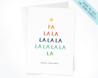 Fa La La Christmas Tree Card | Cute Christmas Card | Funny Christmas Card | Fun Christmas Card | Holiday Card | Holiday Song Card | Falalala