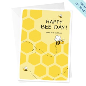 Cute Birthday Card | Happy Bee-Day Card | Bumble Bee Birthday Card | Kids Birthday Card | Friend Birthday Card | Funny Card | Bee Lover Card