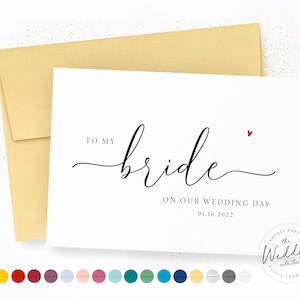 To My Bride Dated Wedding Card | On Our Wedding Day | Note to Bride | Bride Wedding Day Card | Wife Wedding Card | Wedding Day Card to Bride