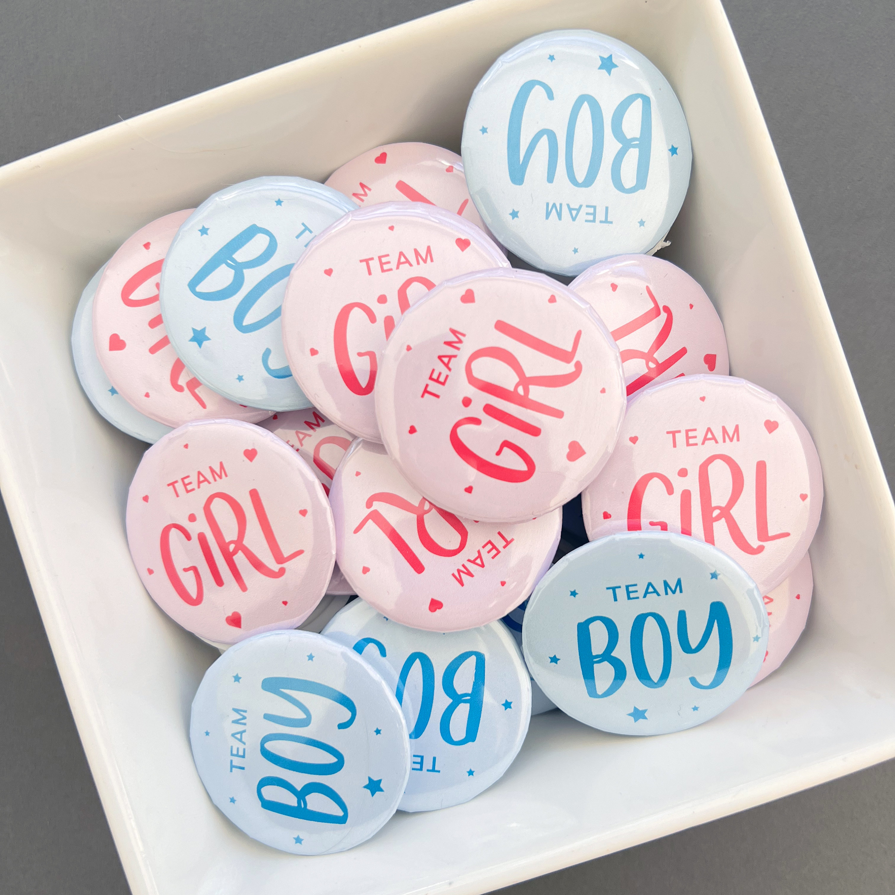 Team Boy Team Girl Buttons, Set of 20, Baby Gender Reveal Party ...