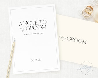 A Note To My Groom On Our Wedding Day, Letter to Groom, Bride, Husband, Wife, Mom, Dad, Sister, Brother, Daughter, Son, Luxury Card, 5 x 7