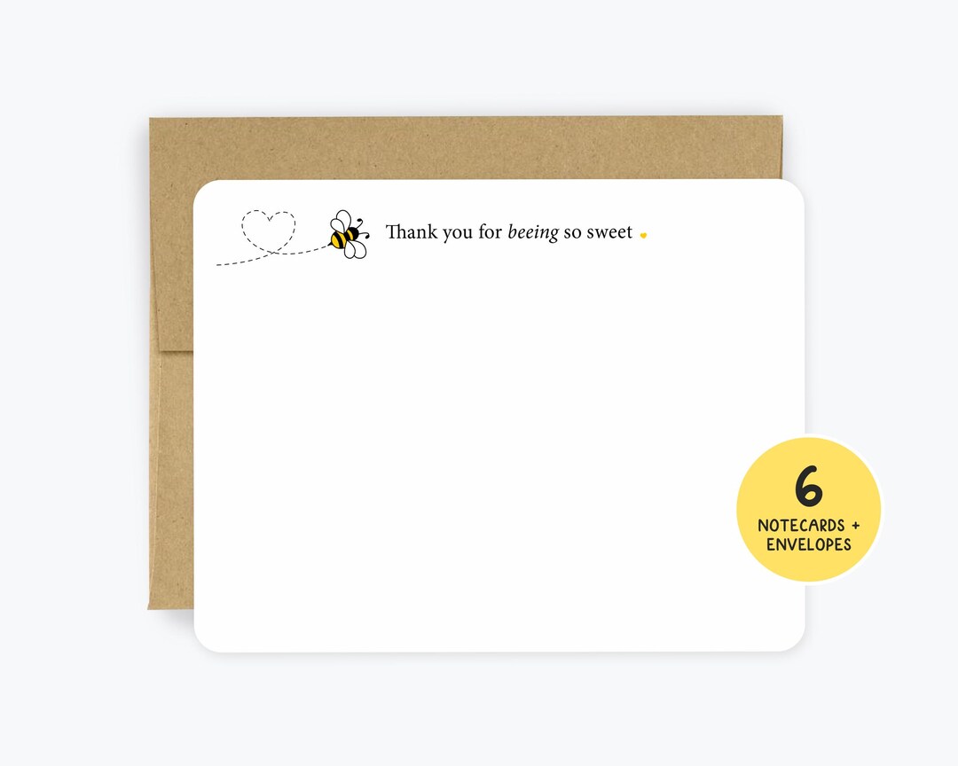 Thank You for Beeing so Sweet Notecard Set, Bee Note Cards, Thank You ...