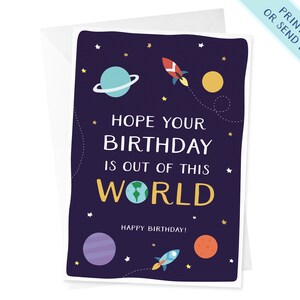 Space Birthday Card | Out Of This World Birthday Card | Fun Kids Birthday Card | Birthday Cards for Boys | Birthday Card Girls | Cool Cards
