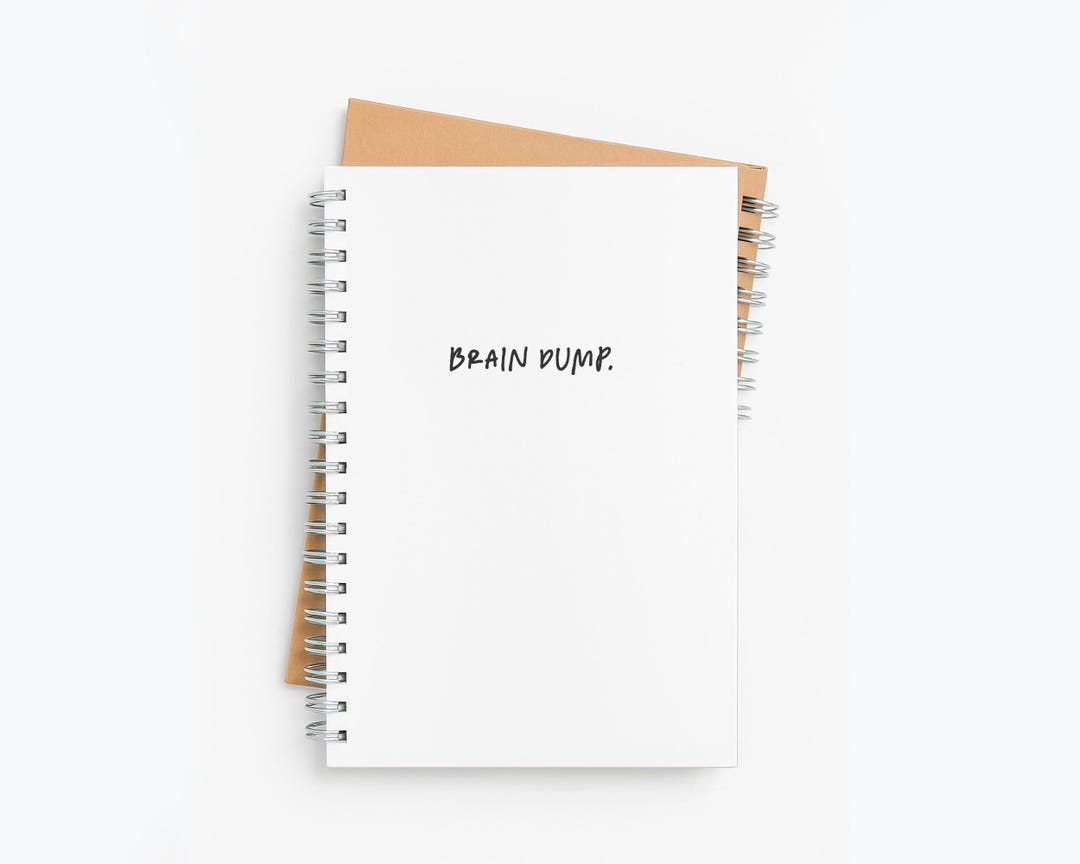 Brain Dump Notebook, Plain Notebook, White, Notes, Soft Cover Spiral ...