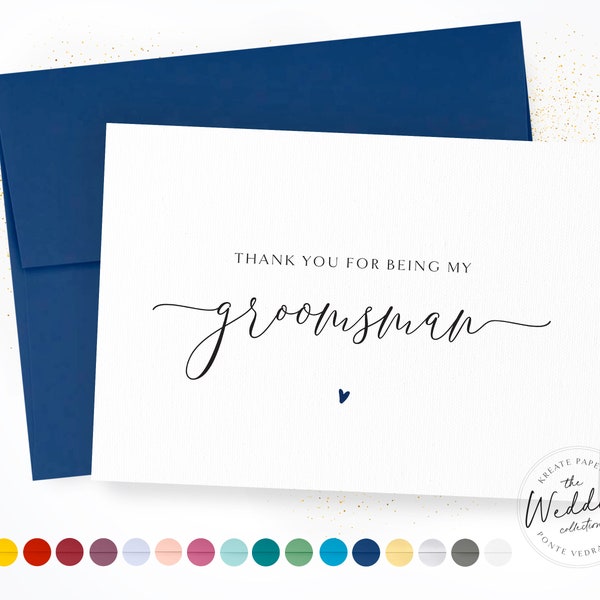 Thank You For Being My Groomsman | Groomsman Card | Grooms Party Wedding Day Card | Groomsman Appreciation Card | Calligraphy Card