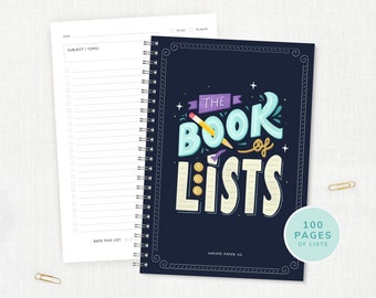 The Book of 100 Lists - List Planner, To Do List Notebook, Book of Lists, Minimalist To Do List, Work Planner, Planner for List Makers