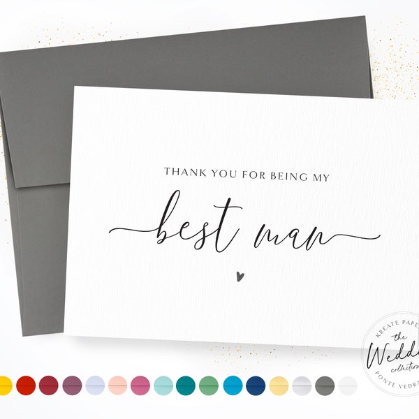 Thank You For Being My Best Man | Best Man Card | Grooms Party Wedding Day Card | Best Man Appreciation Card | Calligraphy Card