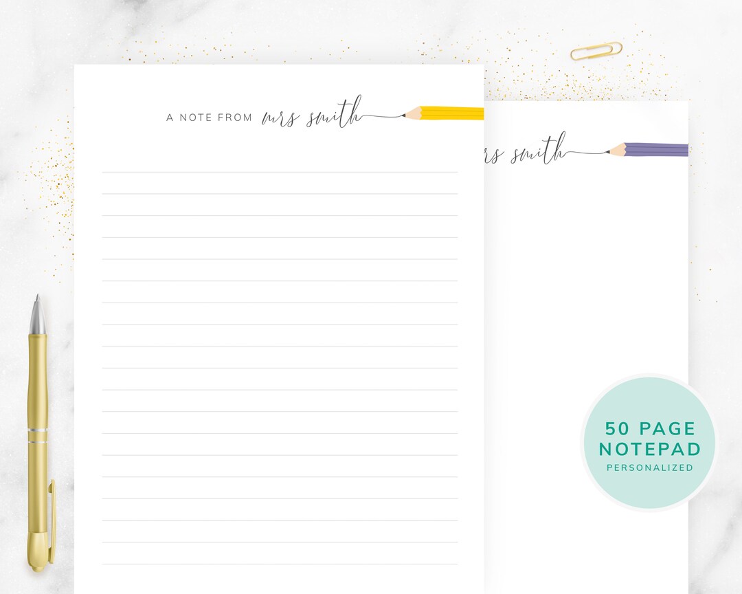 Personalized Teacher Notepad, A Note From, Teacher Notepads, Teacher