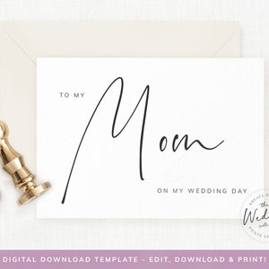 Einfach und elegant für meine Mutter auf meiner Hochzeitstagskarte, Hochzeitspartykarte, Familienkarten, Sofortiger Download, Digital, Templett, #SERENITY