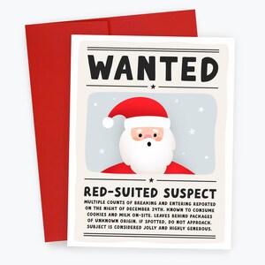 Funny Santa &#39;Most Wanted&#39; Christmas Card with Red Envelope