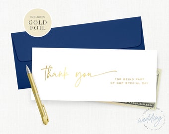 Wedding Thank You Card, Foil, Vendor Tip Card, Officiant, Makeup Artist, Wedding Coordinator, DJ, Hair Stylist, Mom, In-Laws, Bridesmaid