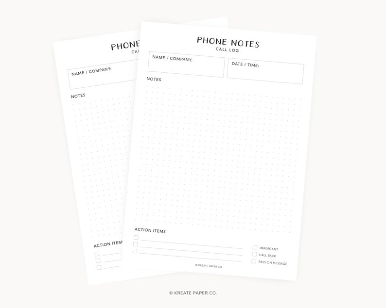 Phone Notes, Call Log Notepad, Planner, Phone Call to Do List, Desk ...