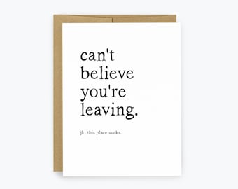 Funny Leaving Job Card, Coworker Goodbye Card, Funny Farewell Card, New Job Card, Sarcastic Coworker Card, Office Humor