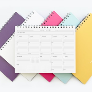 Weekly Planner Notebook - Daily To Do List, Weekly Desk Pad, Undated Planner, Minimalist, Daily Planner, Desk Planner, Wire Spiral Bound image 3