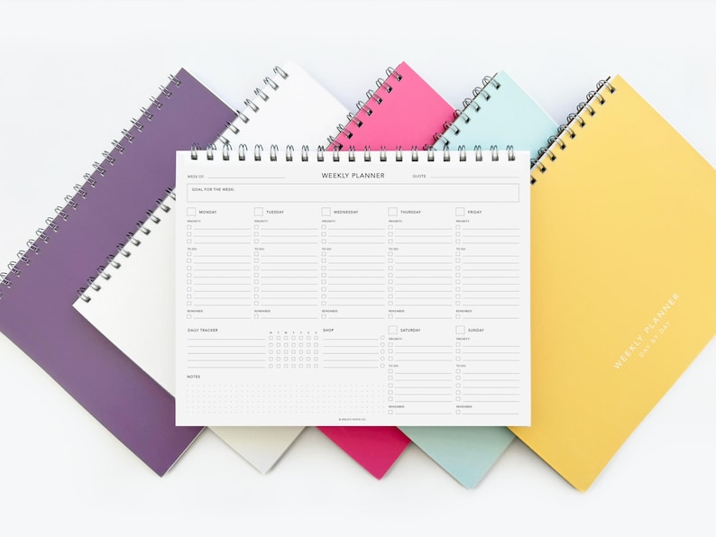 Weekly Planner Notebook - Daily To Do List, Weekly Desk Pad, Undated Planner, Minimalist, Daily Planner, Desk Planner, Wire Spiral Bound image 3