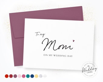 To My Mom On My Wedding Day | Wedding Party Card | Mom Wedding Day Card | Parents Wedding Card | Calligraphy Card Mom Wedding Day