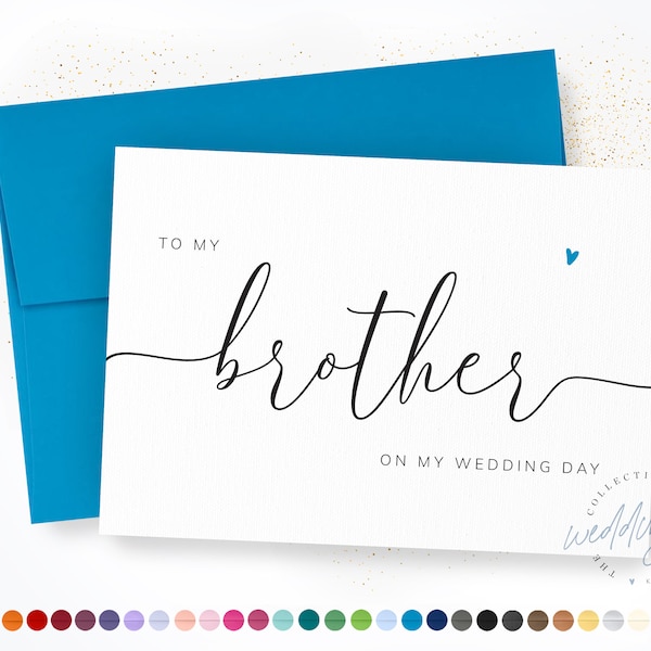 To My Brother On My Wedding Day | Wedding Party Card | Brother Wedding Day Card | Brothers Sibling Card | Calligraphy Card, #KW003