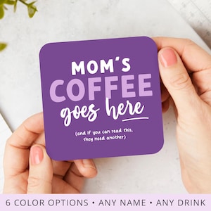 Personalized Mom&#39;s Coffee Coaster: Custom Drink Coaster, Gift for Mom