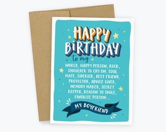 Boyfriend Birthday Card: Soulmate Qualities List