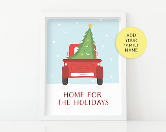 Home For The Holidays Family Print | Christmas Print | Personalized Holiday Print | Christmas Wall Decor | Unframed Christmas Art