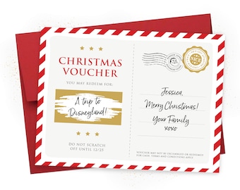 Christmas Scratch-Off Reveal Voucher, Suprise Voucher, Personalized Christmas Coupon, Experience Card, Scratch Card, Personalized Gift Card