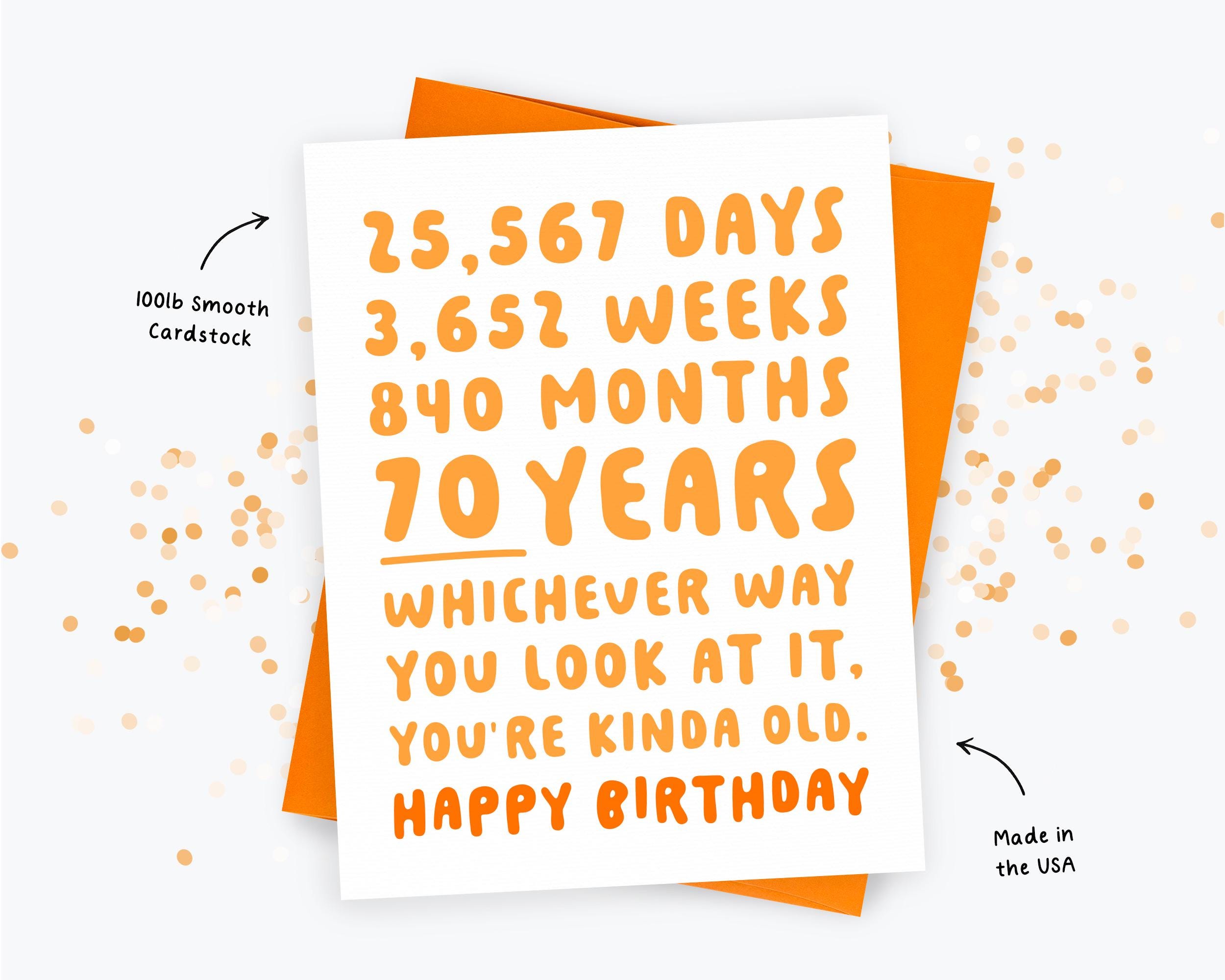 Funny 70 Th Birthday Card, Birthday Card 70 Years Old, Funny Old Age ...