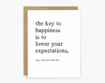 Funny Birthday Card, Friendship, Funny Life Advice Card, Graduation Card, Key to Happiness, Newlyweds, Marriage Card, Wedding, Bridal Shower