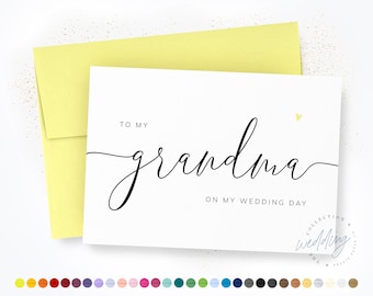 To My Grandma On My Wedding Day | Wedding Party Card | Grandma Wedding Day Card | Grandparents Card | Calligraphy Card Wedding Day, #KW003