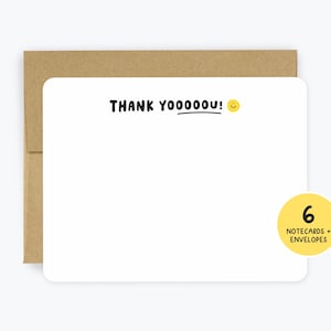 Thank You Notecard Set, Thanks, Thank You card, Stationery Set, Writing Set, Note cards, Notes, Card, Flat Notecards and Envelopes, Set of 6
