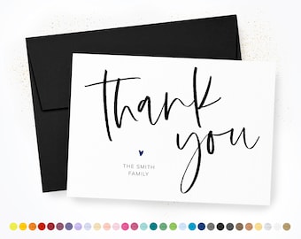 Personalized Thank You Cards & Envelopes, Thank You Notes, Wedding Cards, Personalized Note Cards, Wedding Gift, Folded Cards, Set of 10