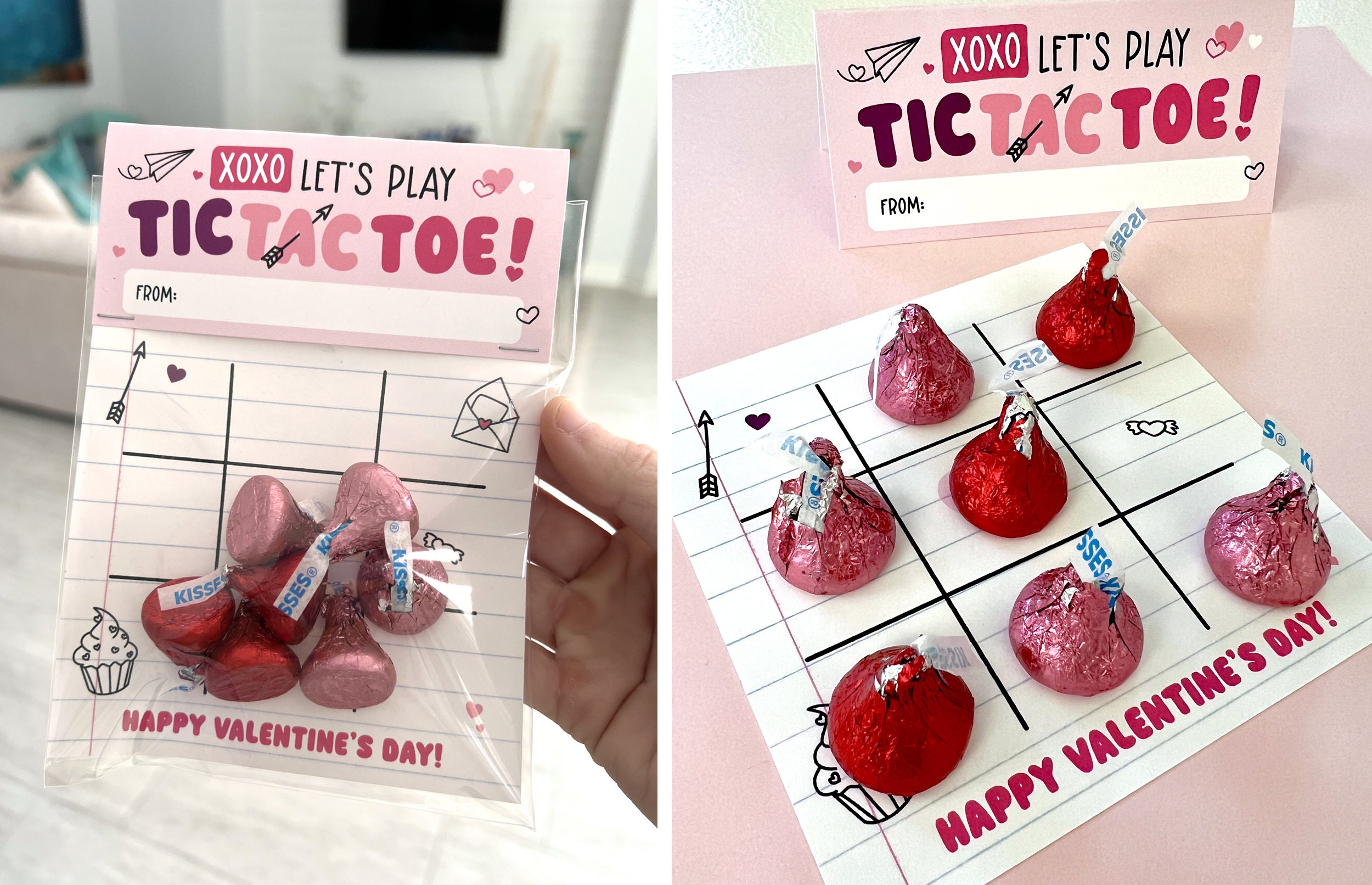 Printable Valentine's Day Tic Tac Toe Cards, Candy Game Valentines Bag ...