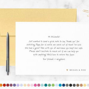 Personalized Note Cards & Envelopes, Custom Stationery, Couples Personalized Notes with Name, Wedding Gift, Thank You Flat Card, Set of 10
