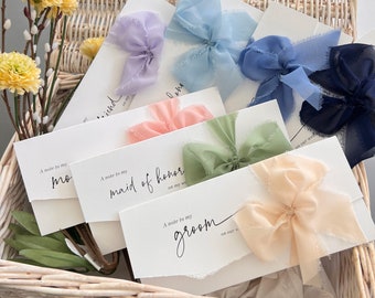 On the Day Wedding Stationery, Cards to Friends and Family on my Wedding Day, A Note to my Parents In-Laws Mom Dad Bridesmaid Letter, Ribbon