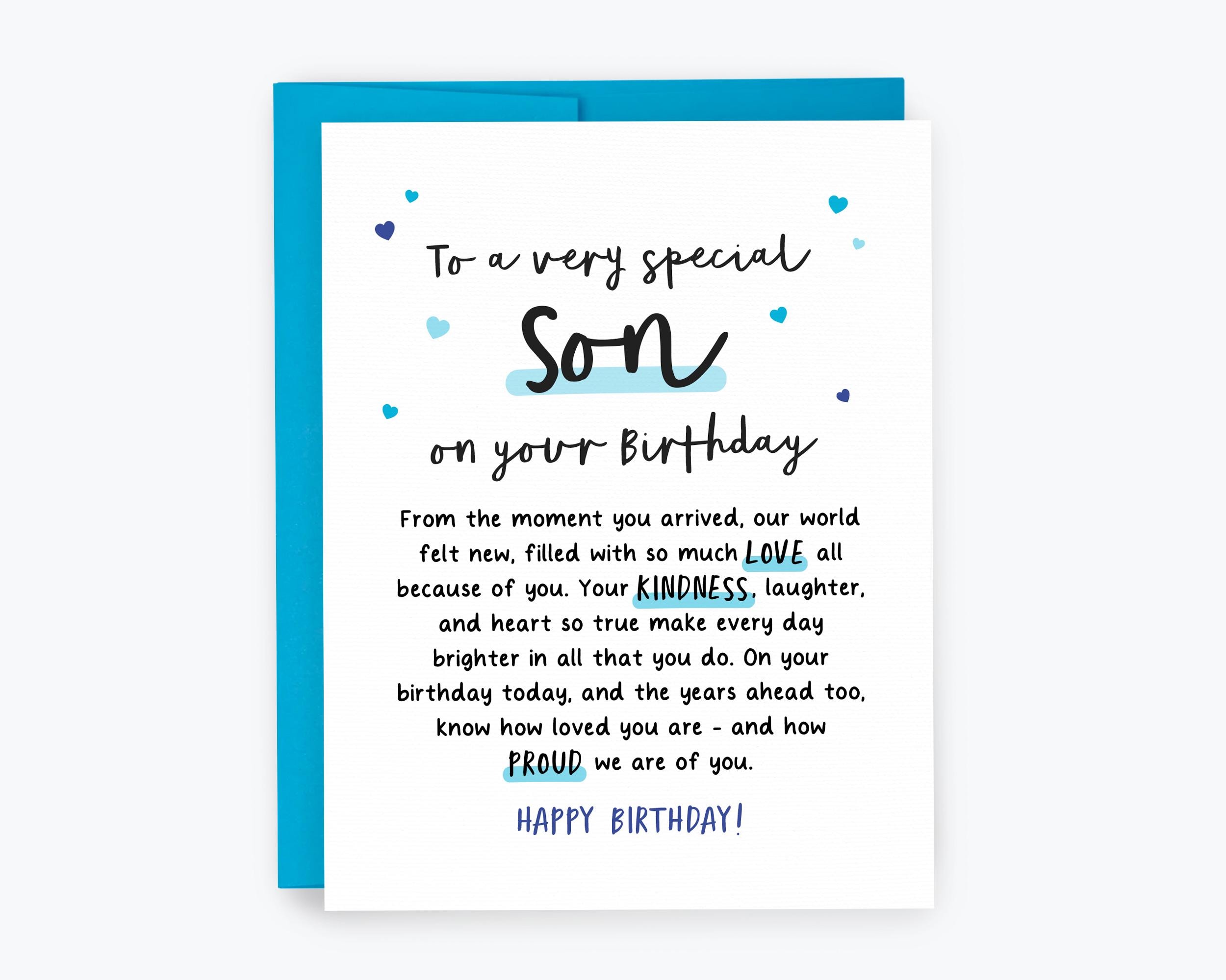 Birthday Card to Son, Heartfelt Card, To a Special Son on your birthday, Birthday Card from Parents, Card to Son from Mom Dad