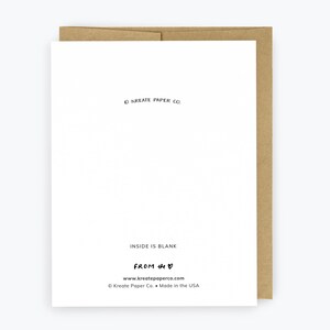 May include: A white greeting card with a brown envelope. The card has the text "INSIDE IS BLANK" and "FROM the &hearts;". The card also has the text "KREATE PAPER CO." and website information.