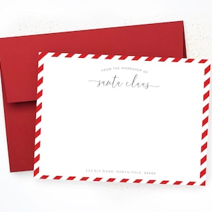 Santa Note Cards & Envelopes, Santa Letter Template, Warning Note, North Pole Letter, Elf Note, Santa Postcard, Letter from Santa, Set of 10