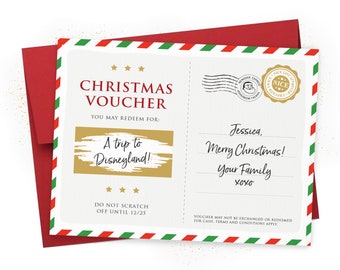 Christmas Scratch-Off Voucher, Suprise Voucher, Personalized Christmas Coupon, Experience Voucher, Xmas Scratch Card, Personalized Gift Card